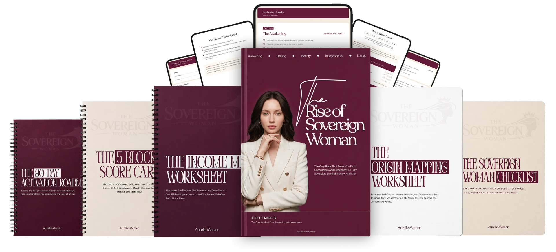 The Rise of Sovereign Woman Premium Edition bundle with ebook, worksheets, scorecards, and companion guides
